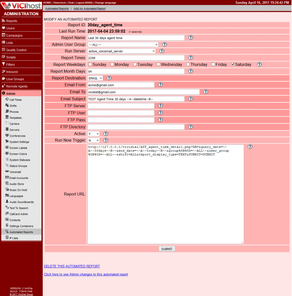 VICIhost Automated Reports 